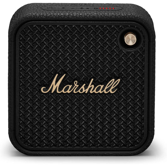 Marshall Willen II – Bocina Bluetooth portátil IP67 (Black & Brass), 17+ h batería, micrófono manos libres y correa de sujeción
