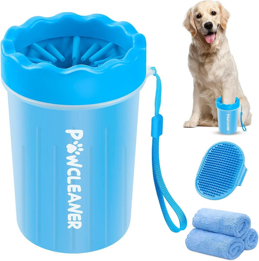 Limpiador de Patas para Perros y Gatos | Vaso con Cepillo de Silicona Suave + 3 Toallas Absorbentes | Disponible en Talles S, M y L