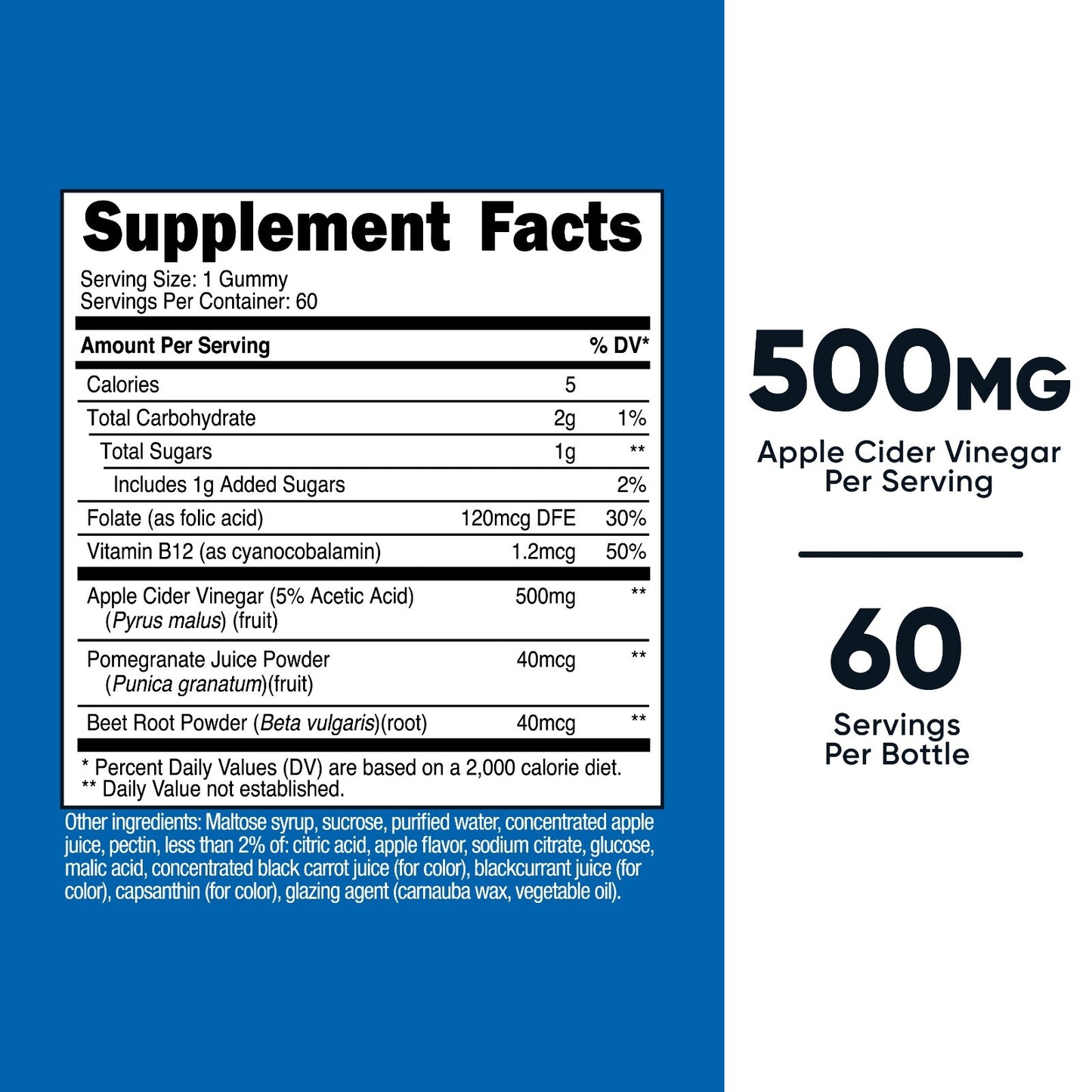 Nutricost Vinagre de Sidra de Manzana 500 mg | 60 Gomitas Sabor Manzana