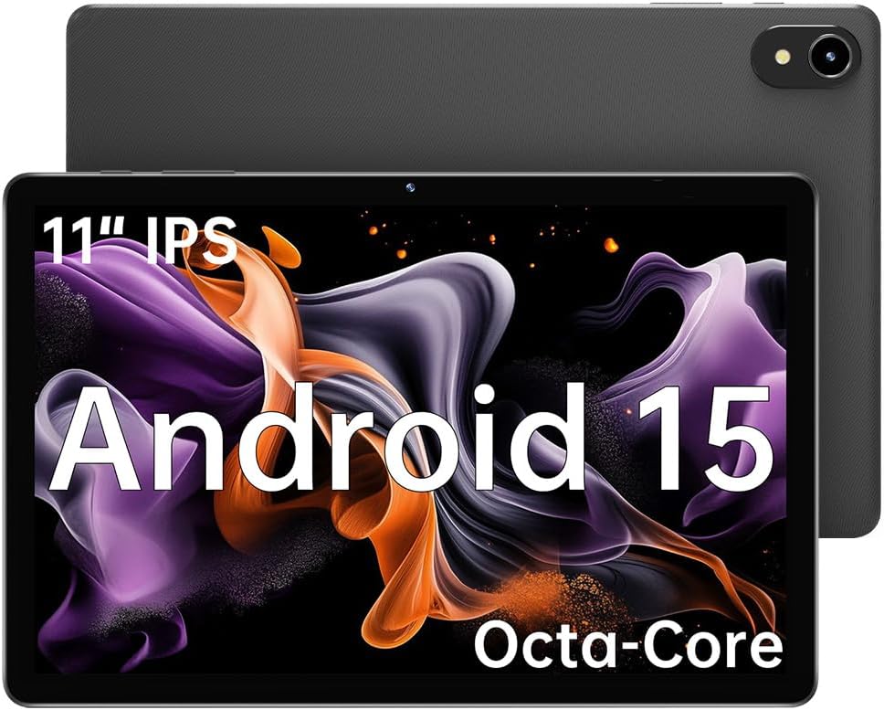 Tablet 11" Android 15 (2025) – Octa-Core 8GB+128GB, Expansión 1TB, Pantalla IPS HD, Batería 7000mAh, WiFi 6 & BT 5.0 – Certificada GMS