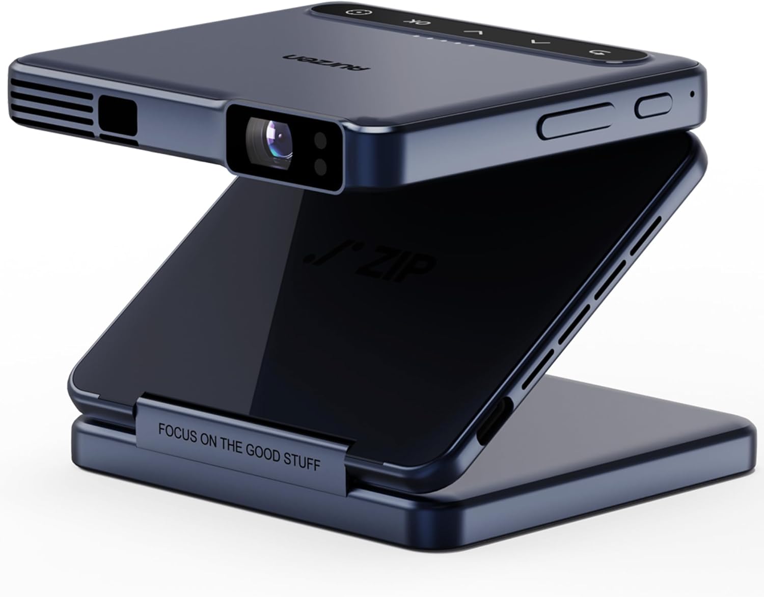 ZIP Tri-Fold DLP Truly Mini Projector, Pocket Size, Zero-Lag Focus, One-Click Screen Mirroring, Full-Screen Mode, Type-C Fast Charging, 5,000Mah Battery, Indoor Outdoor Portable Projector, Grey