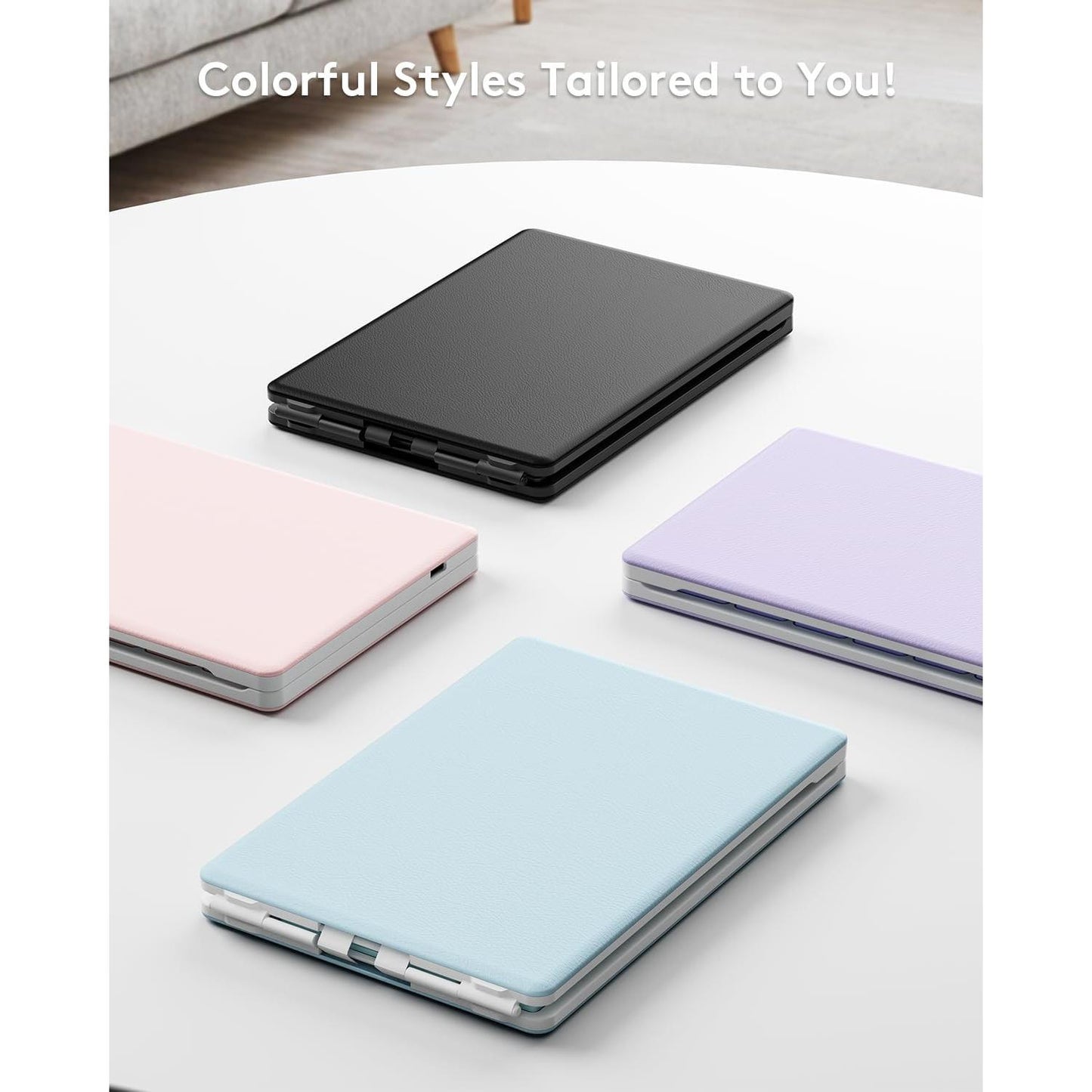 Teclado plegable Bluetooth | Tamaño completo | Ultra delgado Recargable | Conecta iOS, Android, Windows, teléfono | Color: Violeta