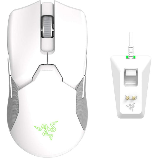 Razer Viper Ultimate – Mouse Gamer Inalámbrico Ultraliviano con Base de Carga RGB, Mercury White