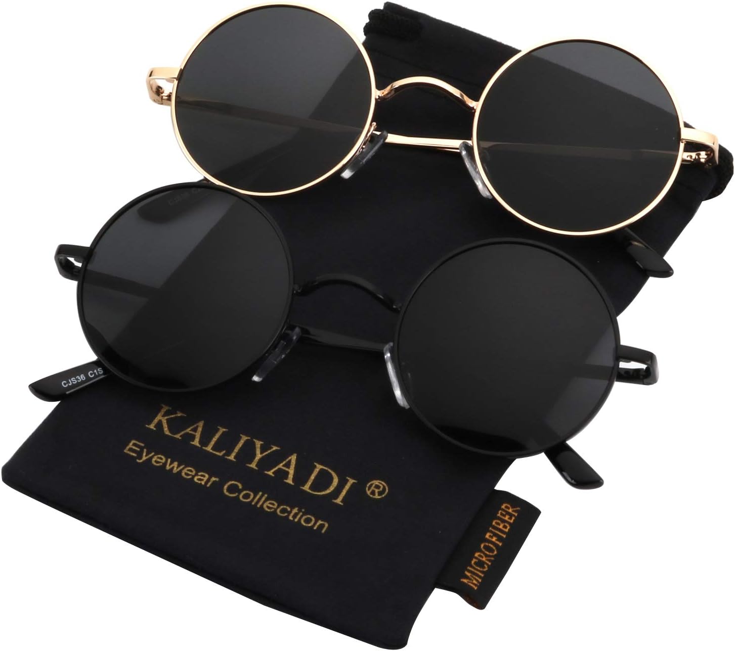 KALIYADI round Polarized Sunglasses for Men Women Retro Metal Hippie Circle Style Sun Glasses UV Protection