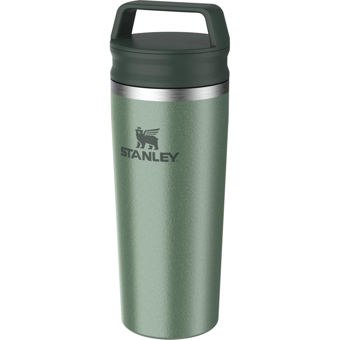 Cafe to Go Travel Mug 16 Oz | Leakproof Two-Part Drink through Lid | Tumbler Cup for Coffee, Tea and Drinks | Insulated Stainless Steel Coffee Mug | Bpa-Free | Hammertone Green