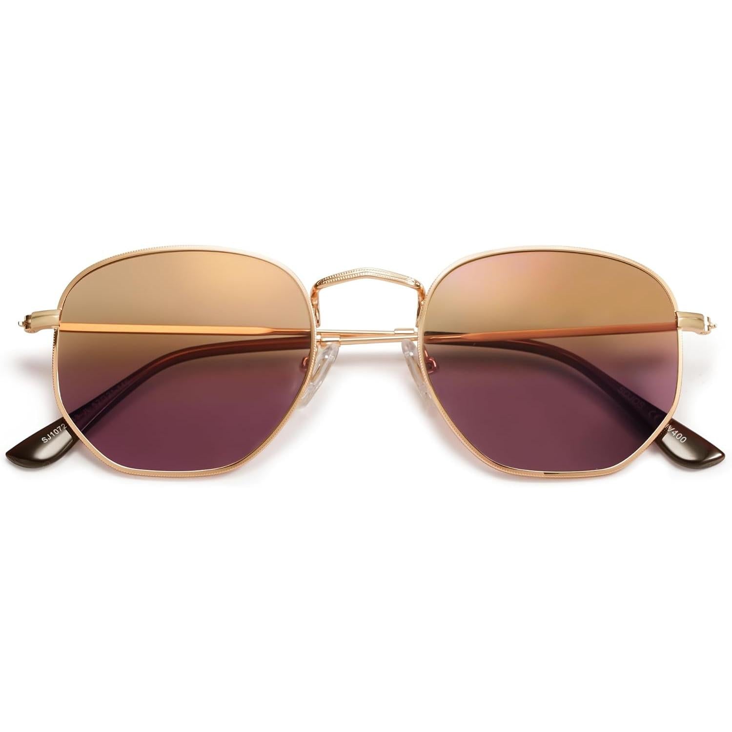 Lentes de Sol SOJOS SJ1072 Cuadrados Polarizados, Estilo Hexagonal Pequeño Retro, Unisex UV400 para Hombre y Mujer