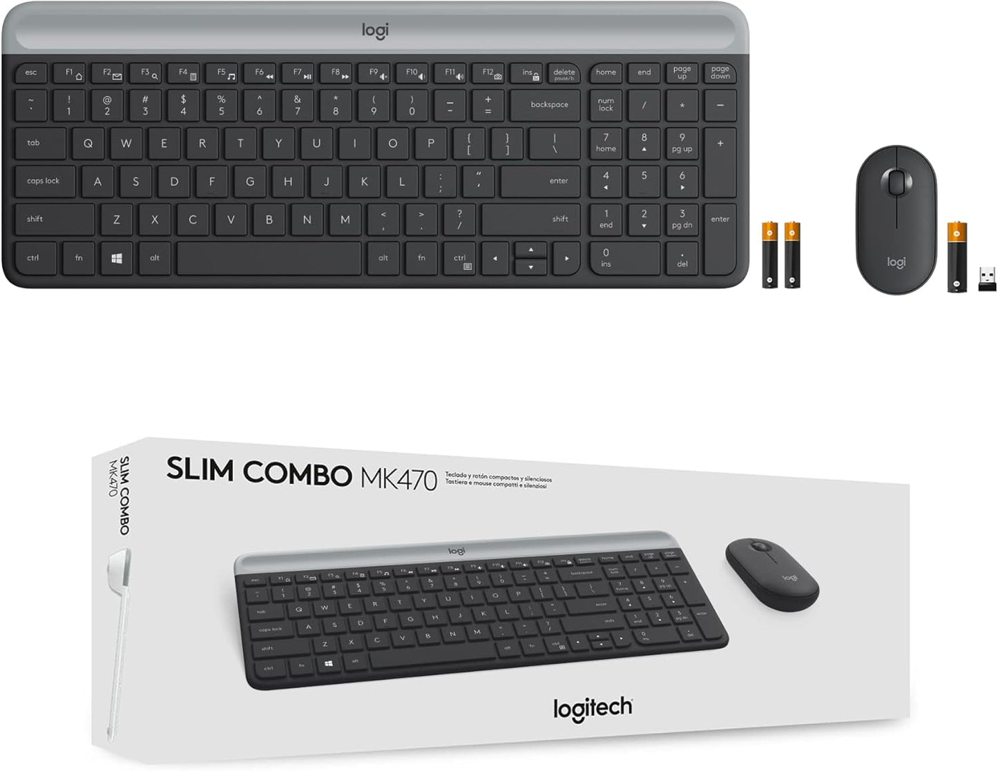 Logitech MK470 Combo Slim – Teclado y Ratón Inalámbricos (Grafito)