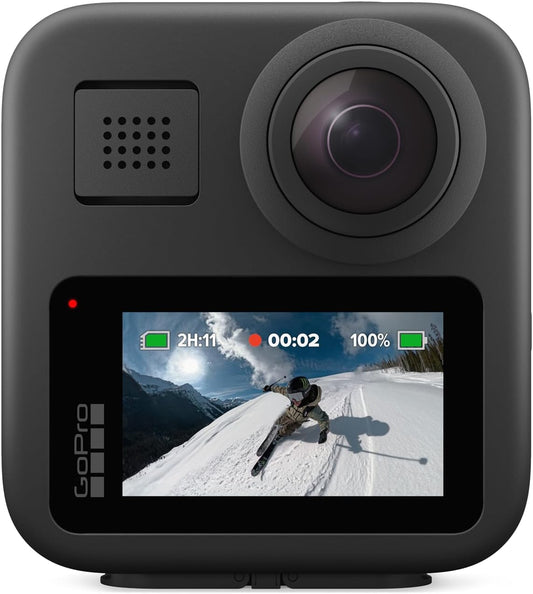 GoPro MAX – Cámara de acción 360° impermeable con pantalla táctil, video esférico 5.6K30 HD, fotos 16.6MP, transmisión en vivo 1080p y estabilización