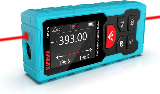Medidor Láser Dual LD120S, 120M / 393ft de Alcance, Nivel Electrónico, Función Pitagórica, Medición Precisa ±2mm – Construcción, DIY y Renovación del Hogar