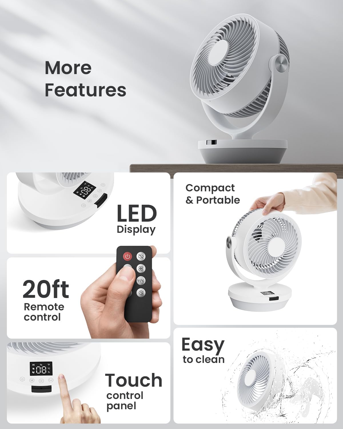 Ventilador para dormitorio | 13 pulgadas | Con control remoto