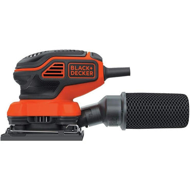 BLACK+DECKER Lijadora Orbital 1/4 Hoja, 2.0 Amperios, 16,000 OPM, Interruptor Paddle, Bolsa de Polvo de Alto Rendimiento (BDEQS300)