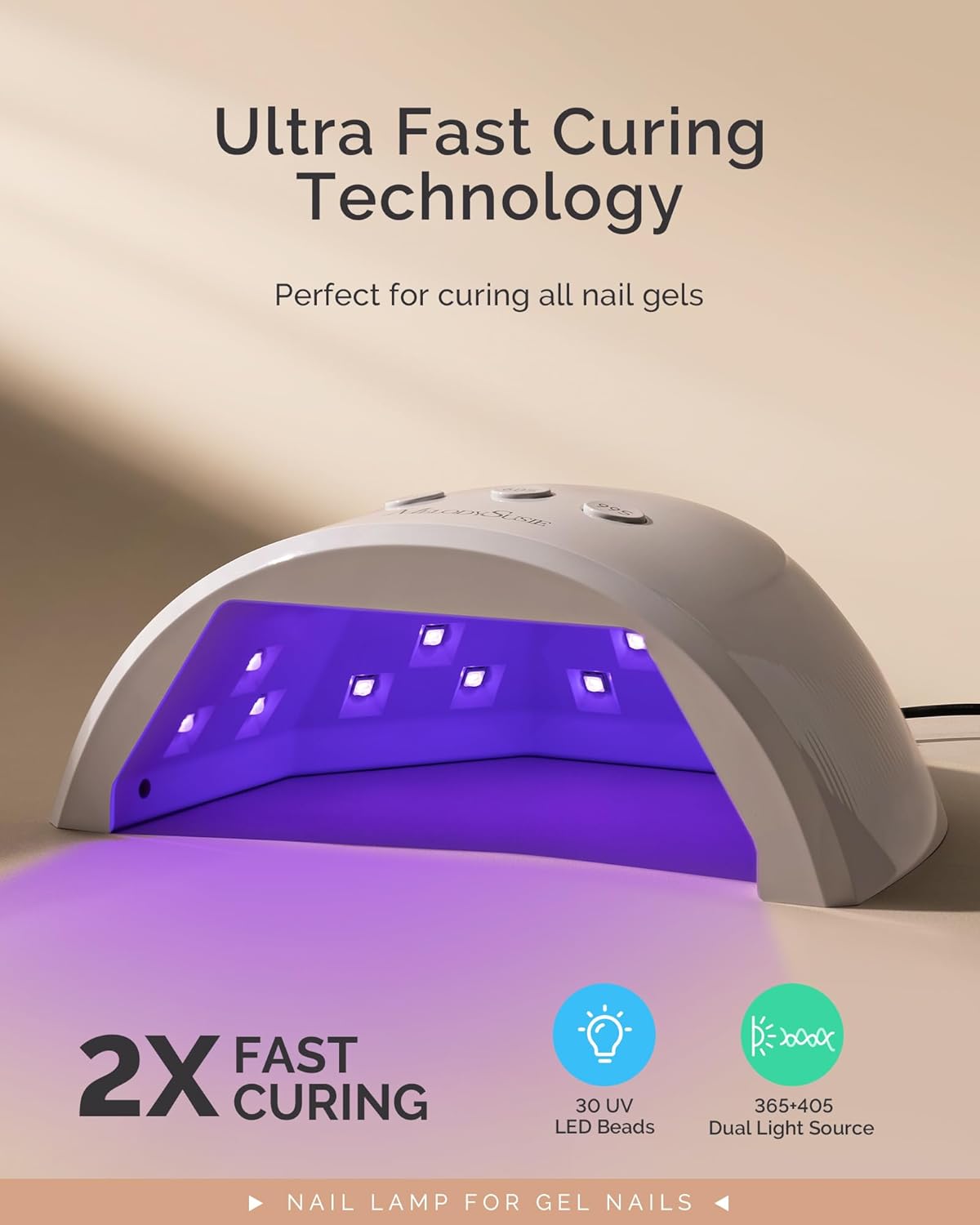 Lámpara de uñas UV | 3 temporizadores | Sensor inteligente | Pantalla LCD