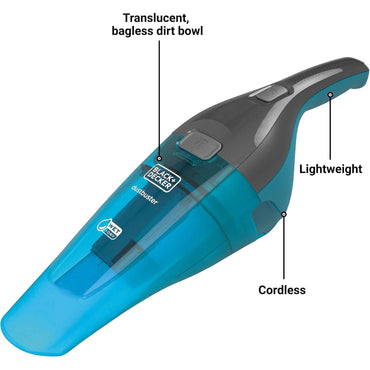 Aspiradora de Mano Inalámbrica Dustbuster Wet/Dry, Portátil para Sólidos y Líquidos, Liviana con Filtro Lavable y Cargador de Pared – Limpieza Rápida (HNVC215BW52)