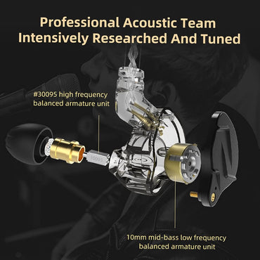 KZ ZSN Pro X Auriculares In-Ear Monitor 1BA+1DD HiFi con Cable Desmontable – Auriculares Deportivos y Gaming con Cancelación de Ruido Pasiva, Compatible con PC, Teléfono y Tablet