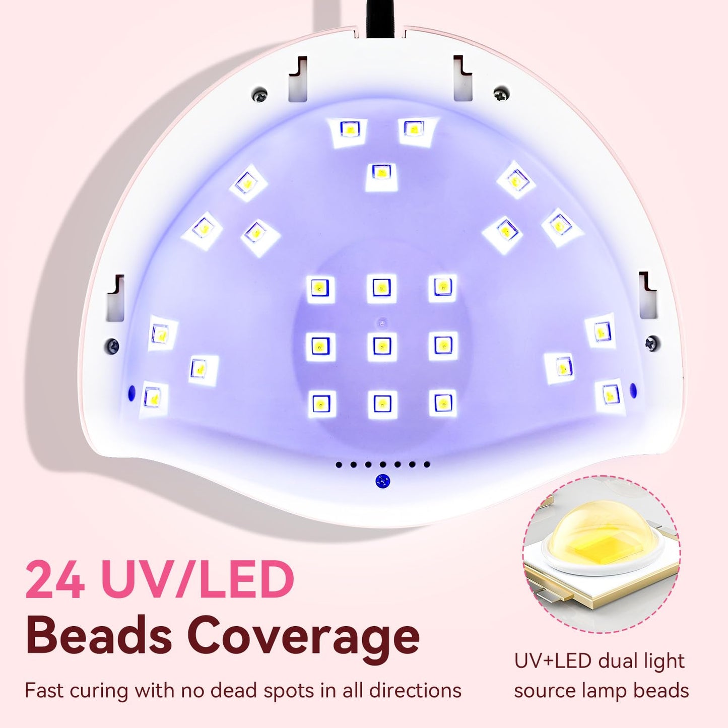 Lámpara UV LED para uñas | Color Rosa | 4 Tiempos | Sensor automático