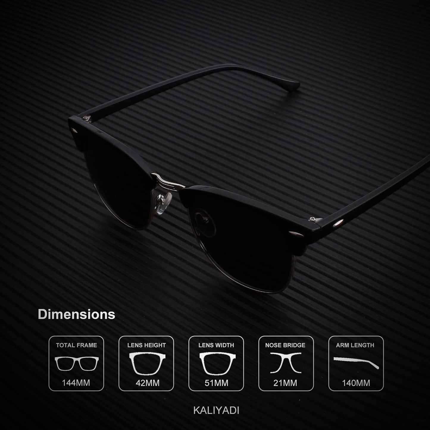 KALIYADI - Lentes de sol polarizados para conducir, media montura, con bloqueo de rayos ultravioleta, para hombre y mujer
