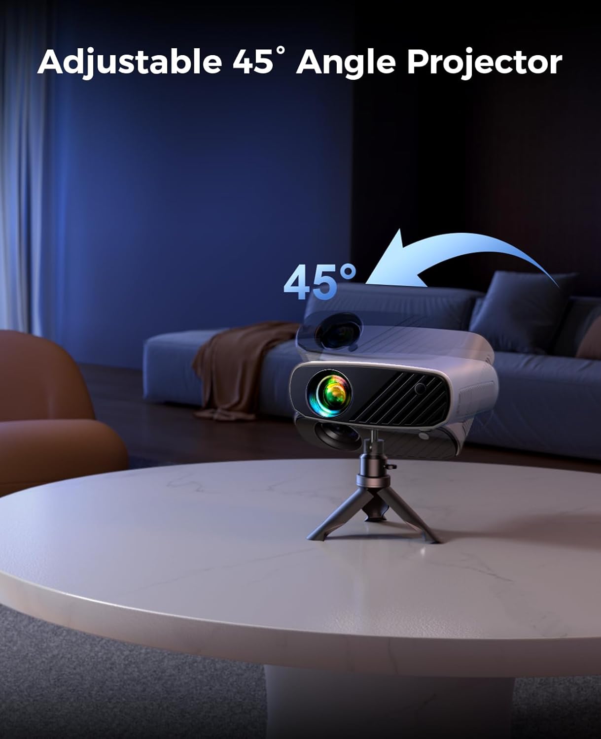 Mini Proyector ELEPHAS 2024 con Trípode | Full HD 1080P, 8000 Lúmenes | Portátil para iPhone, Android, Windows, TV Stick, HDMI, USB