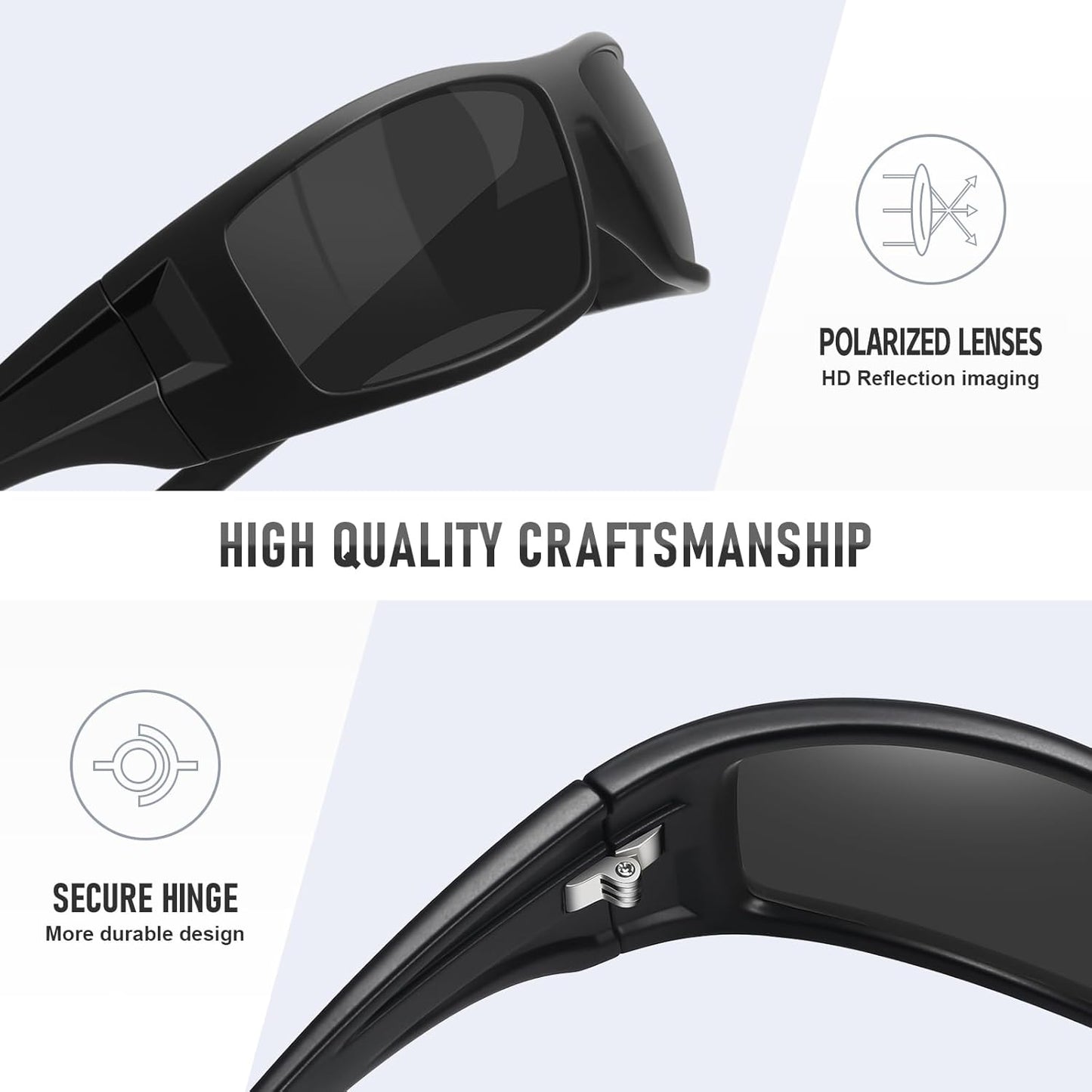 Gafas de Sol Deportivas Polarizadas para Hombre y Mujer – Montura Irrompible, Protección UV400, Ideales para Ciclismo y Pesca