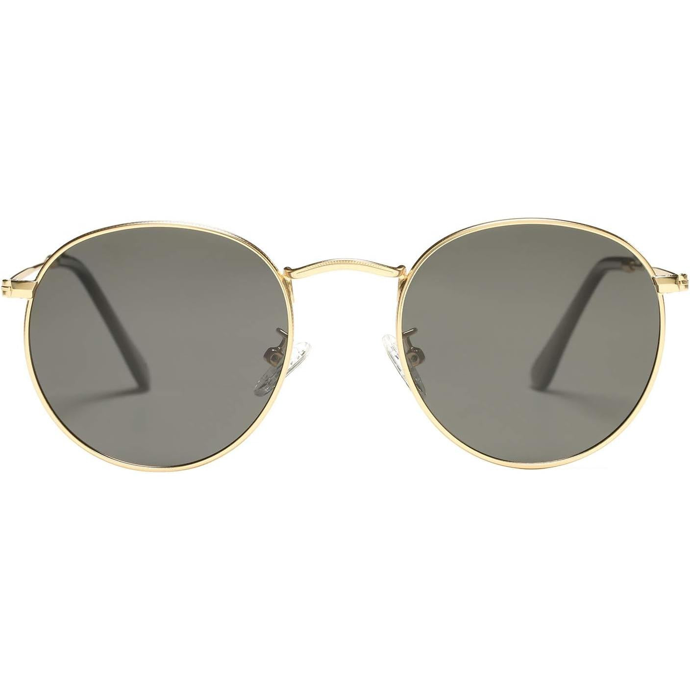 Anteojos de Sol Redondos Polarizados de Metal – Estilo Retro de Diseñador para Mujer, Protección UV400