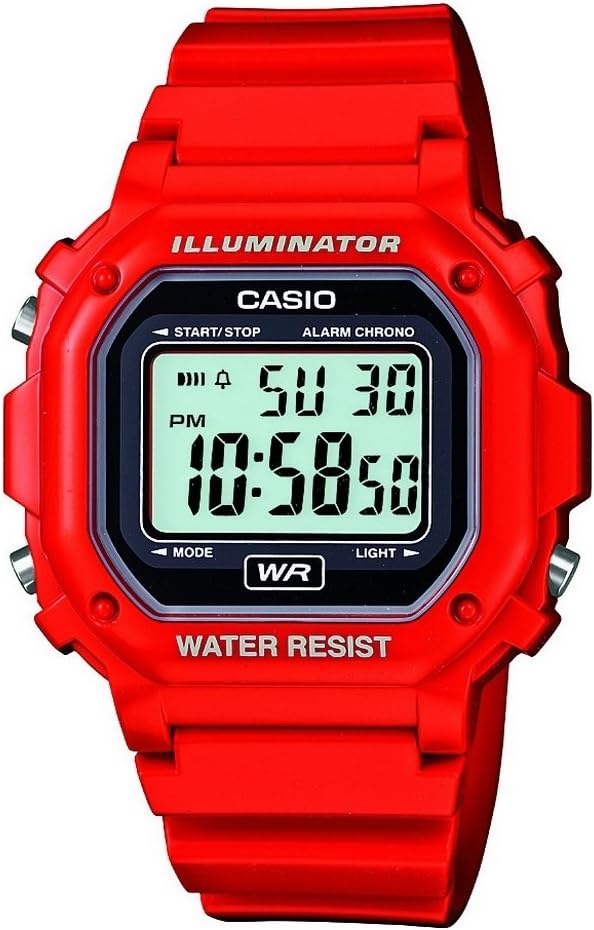 F108WH Series | Men'S Digital Watch | Illuminator | Water Resistant | LED Light | Daily Alarm | 1/100 SEC Stopwatch | 3 Hands (HR, Min, SEC) | Date/Day Display | Daily Alarm | 7 Year Battery