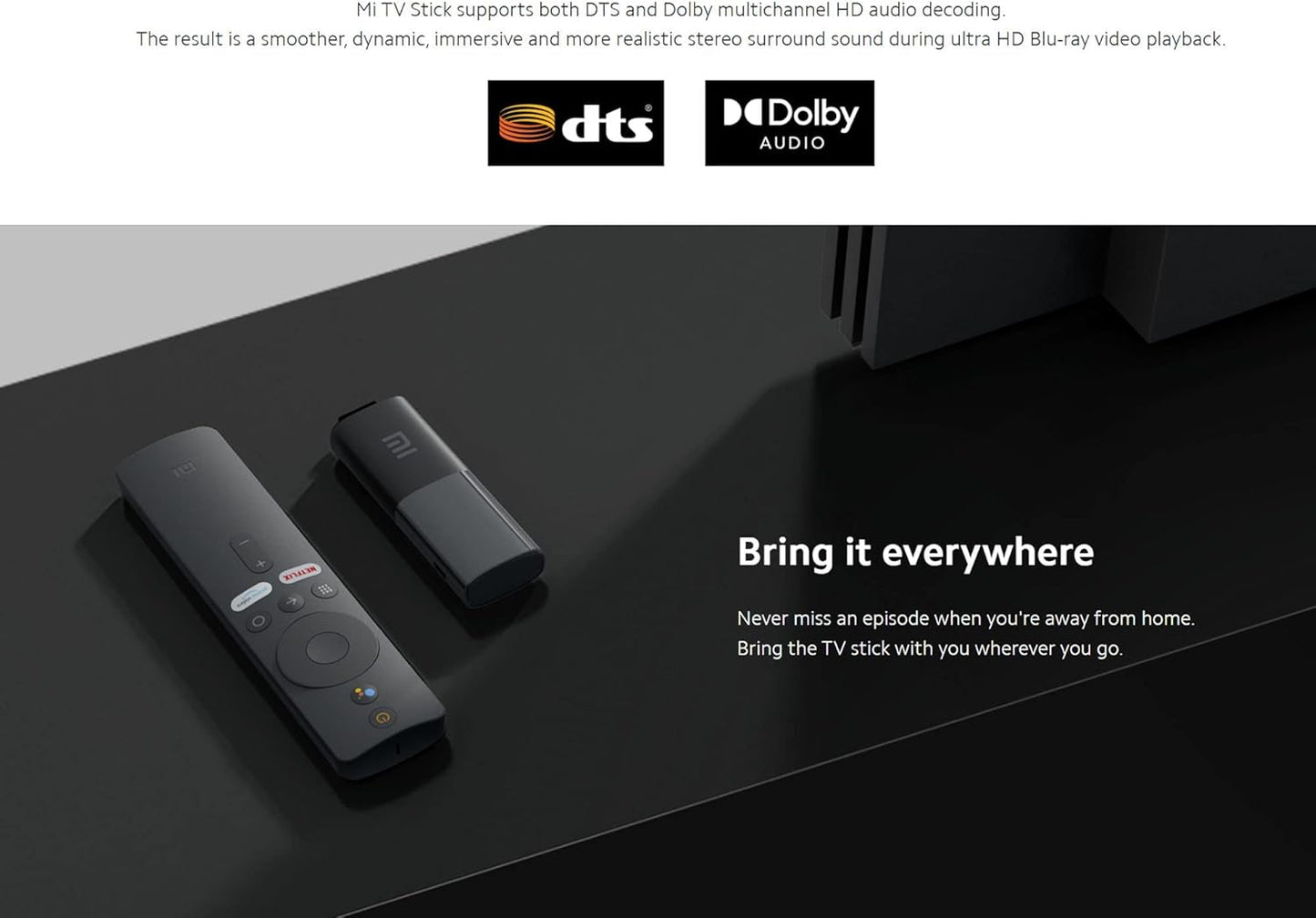 Mi TV Stick 1080P HDR – Android TV 9.0, 1GB RAM + 8GB ROM, Chromecast Integrado, Control por Voz, Streaming Portátil con Bluetooth Remote