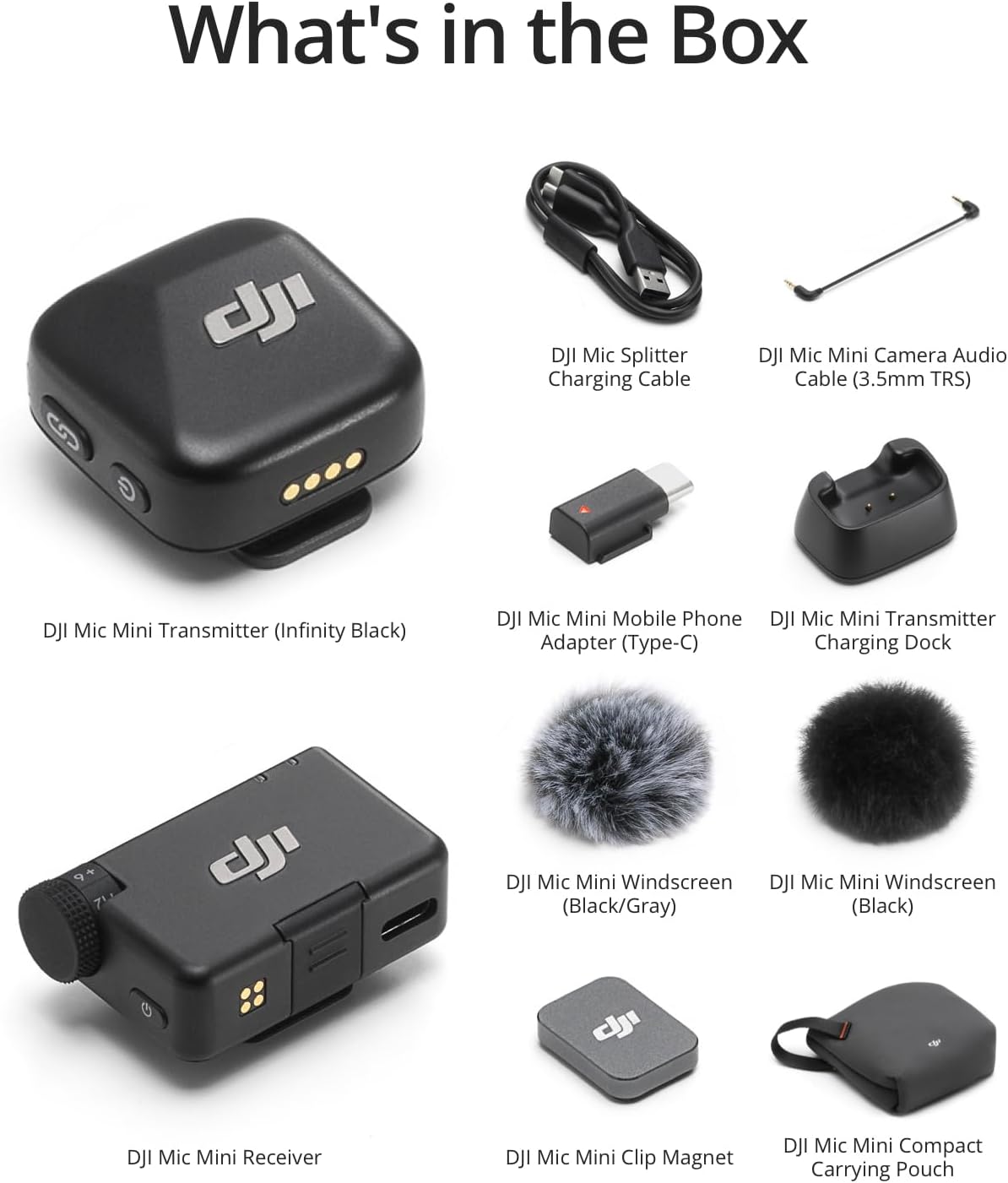 DJI Mic Mini (1 TX + 1 RX) – Micrófono Lavalier Inalámbrico Ultraliviano para iPhone, Android, Cámara – 400 m de Alcance, Audio Detallado, Cancelación de Ruido, Autolimitador, 10 h de Uso