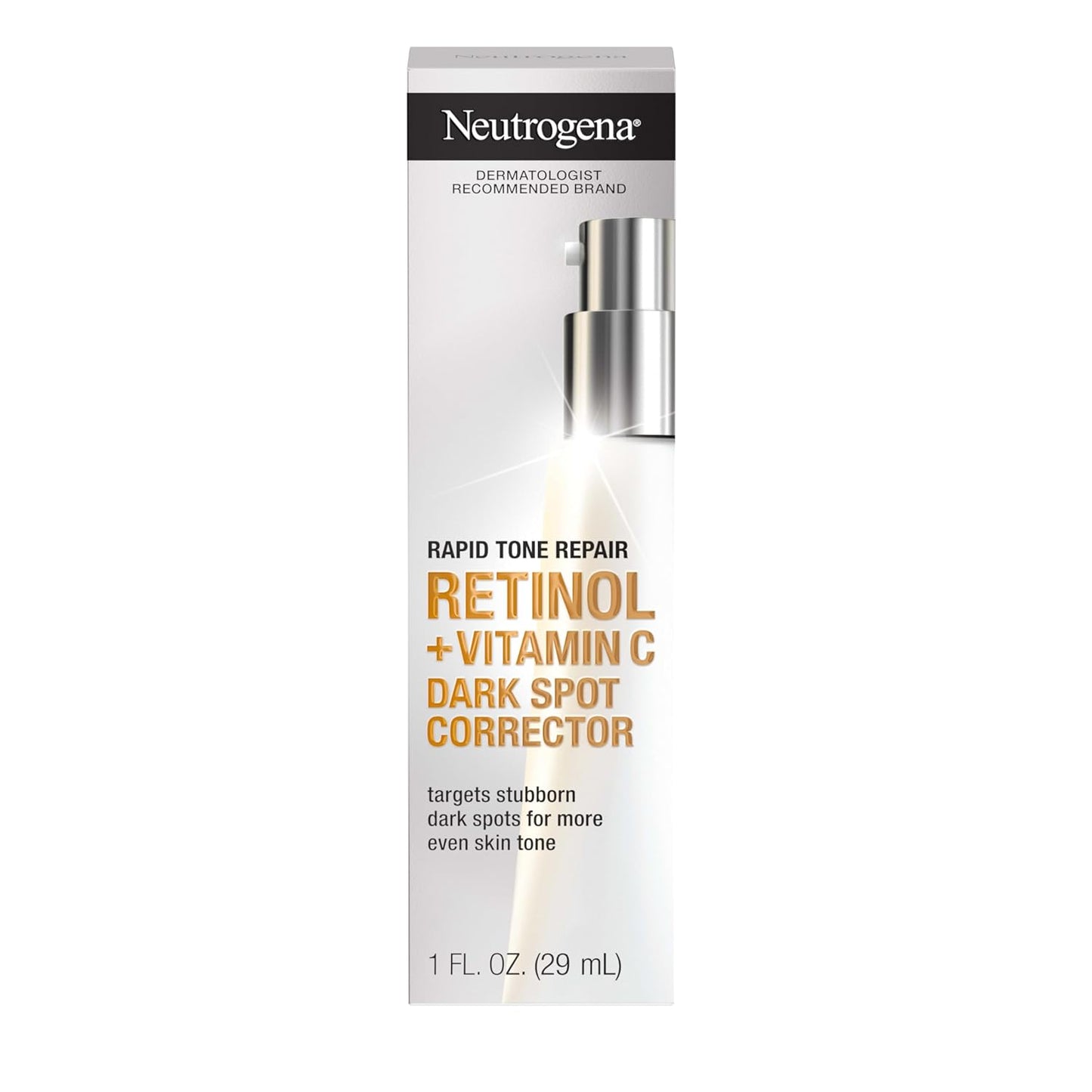 Neutrogena Reparador de Tono Retinol + Vitamina C - Corrector de manchas oscuras - Serum facial, corrector diario de manchas oscuras antiarrugas para iluminar y tonificar uniformemente, sin aceite mineral