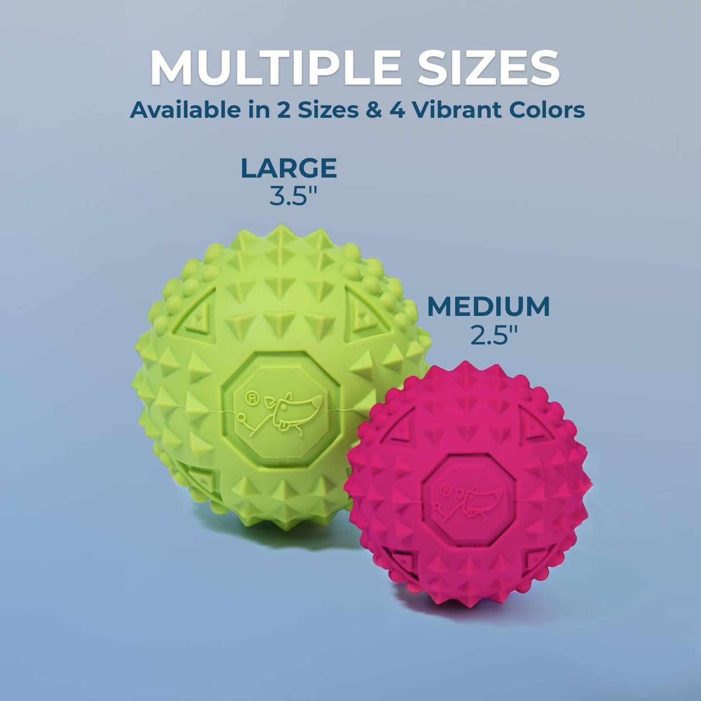Best Pet Supplies Juguete Resistente para Perros Masticadores Agresivos | Pelota con Sonido, Caucho No Tóxico con Púas Dentales | Fucsia 3.5”