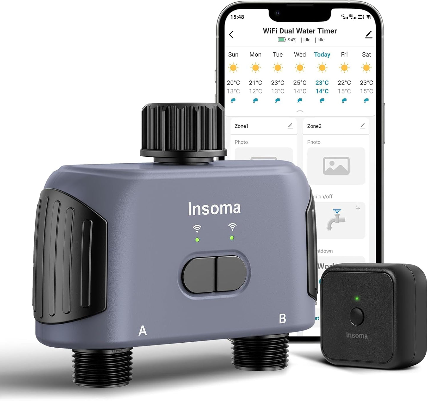 Temporizador de riego WiFi con 2 zonas independientes