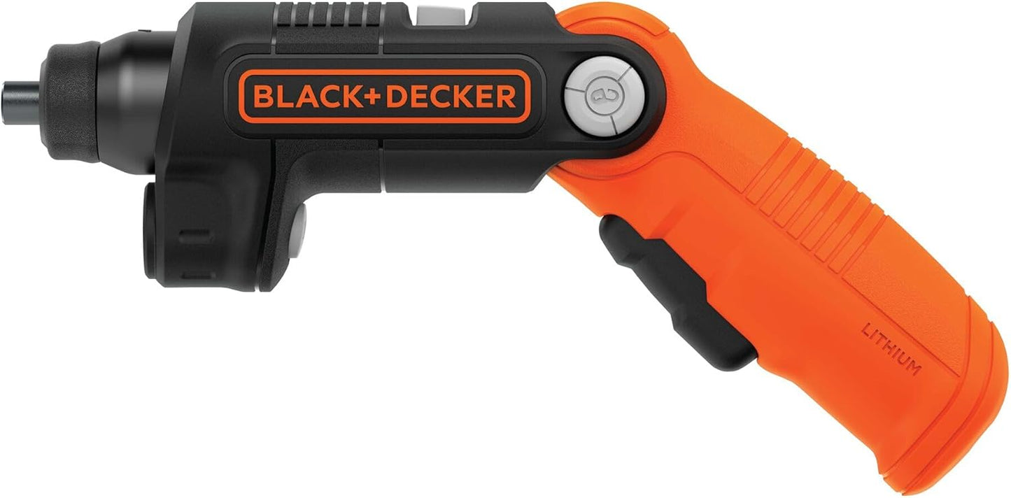 BLACK+DECKER Destornillador Inalámbrico 4V MAX con Linterna LED, Mango Pivotante y Batería Recargable (BDCSFL20C)