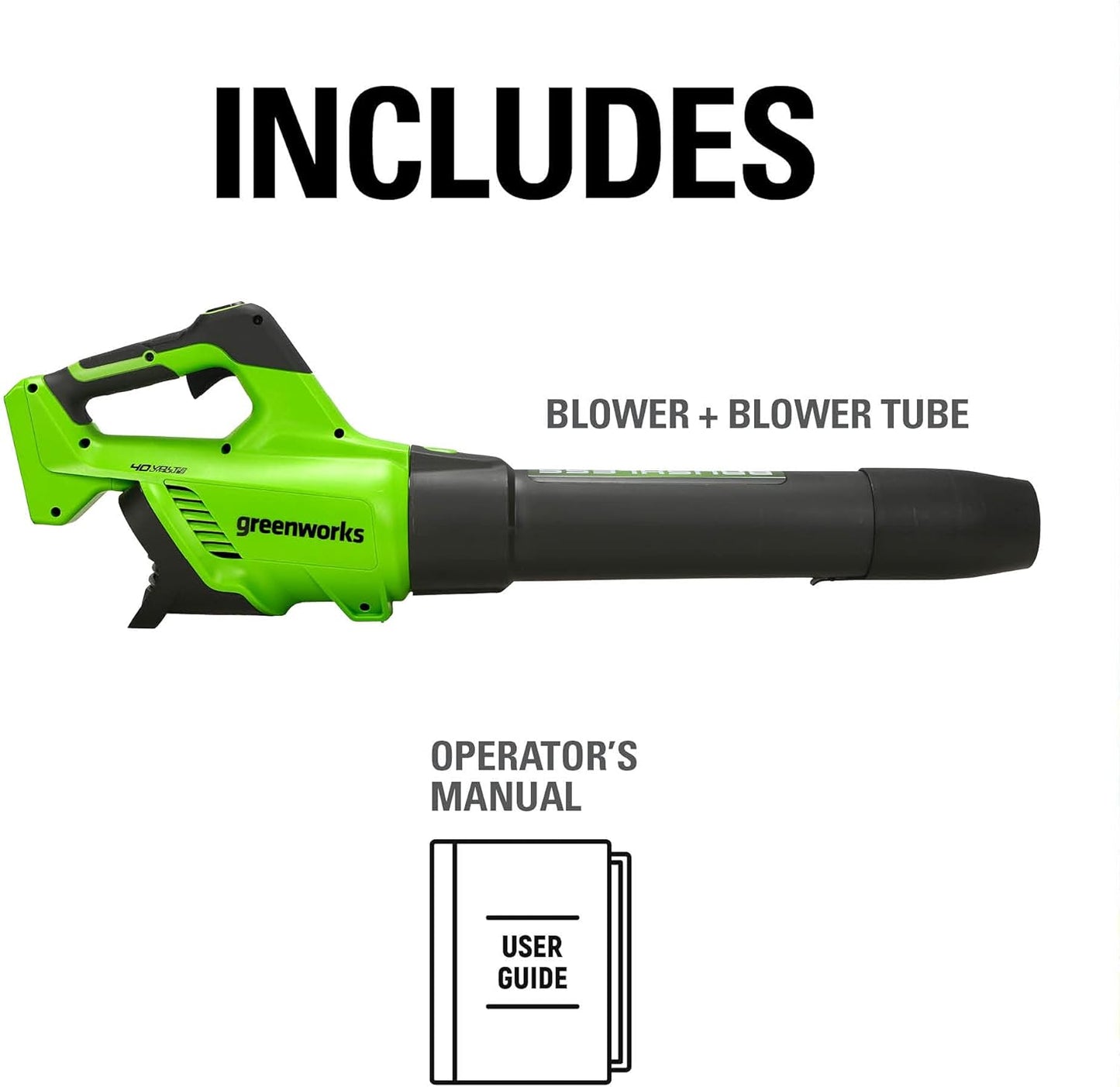 Soplador de hojas Greenworks | Soplador axial inalámbrico sin escobillas de 40 V (130 MPH / 550 CFM/75+ herramientas), solo herramienta