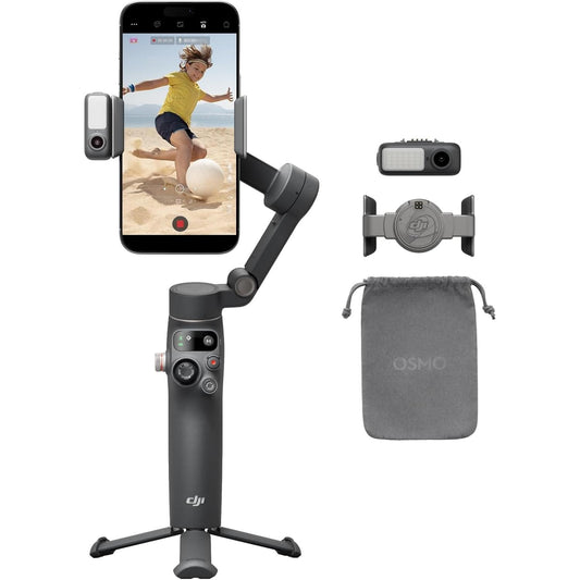 DJI Osmo Mobile 7P Estabilizador Gimbal para Smartphone – 3 Ejes, Seguimiento Inteligente, Luz Integrada, Micrófono Compatible, Palo Extensible y Trípode