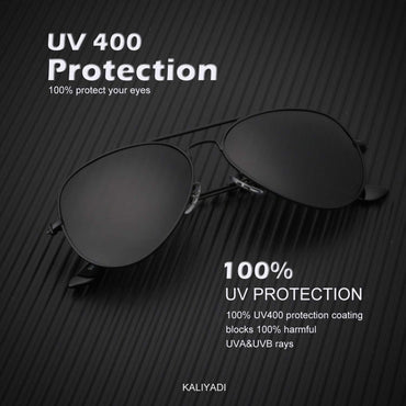 KALIYADI - Lentes de sol clásicos estilo aviador para hombres y mujeres, lentes de sol para conducir, lentes polarizados, con bloqueo de luz ultravioleta