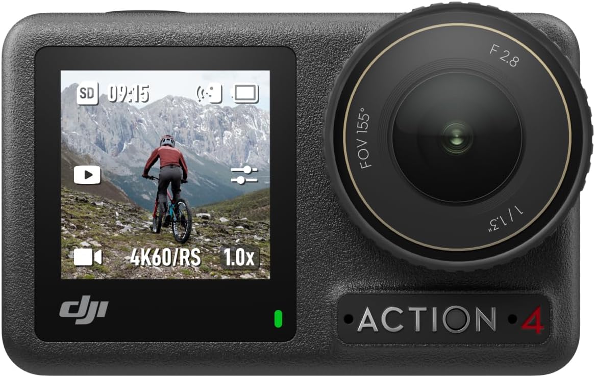 DJI Osmo Action 4 Essential Combo – Cámara de acción 4K con sensor grande, colores cinematográficos y autonomía extendida - 4K/120Fps Waterproof