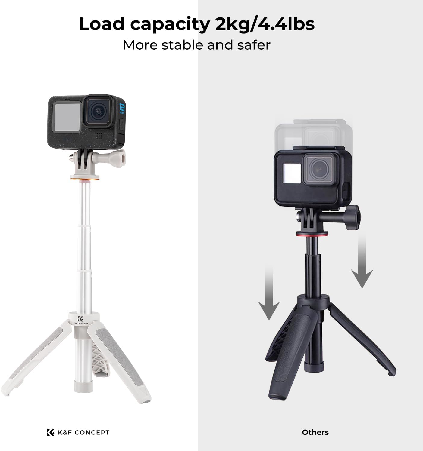 Trípode Selfie Stick para GoPro – Mini trípode extensible 32 cm, ultraligero 67 g, anillo amortiguador y base antideslizante | Compatible con GoPro HERO 13/12/11/10/9/8/7/6/5, MAX, DJI Osmo Action, Insta360, AKASO