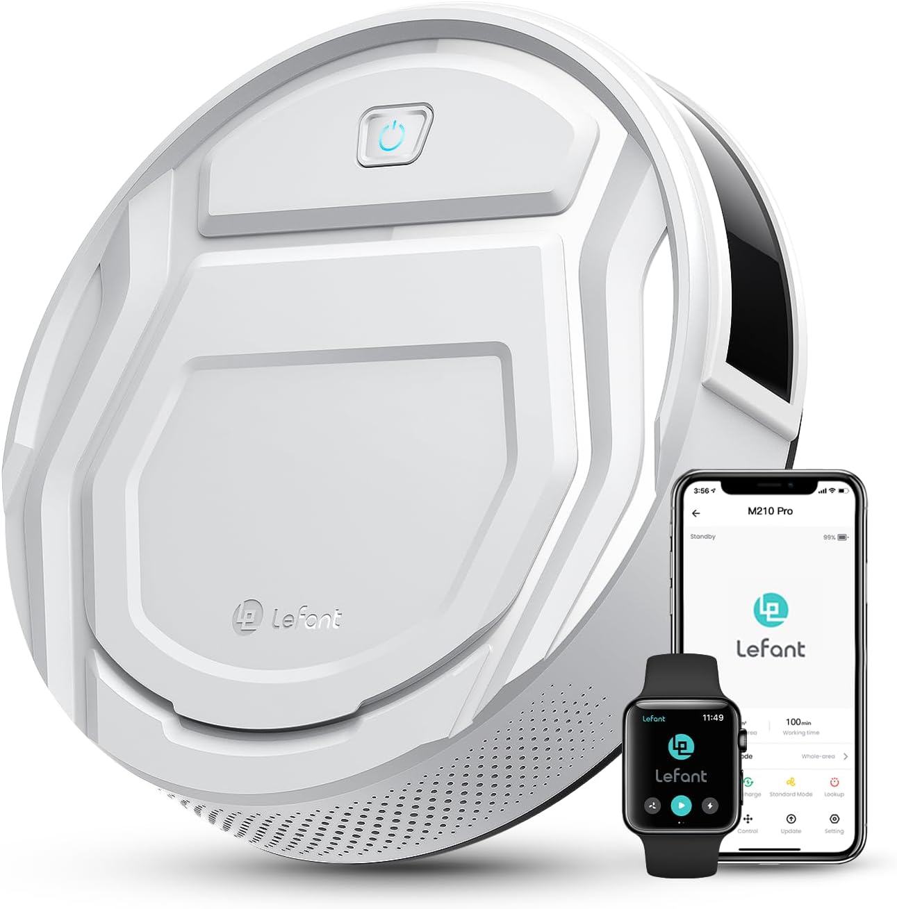 Lefant M210 Robot Vacuum Cleaner | 2000Pa Succión Potente, 120 Min Autonomía, Wi-Fi/App/Alexa, Ultra Delgado, Bajo Ruido, Auto Recarga, Ideal para Pelo de Mascotas y Pisos Duros