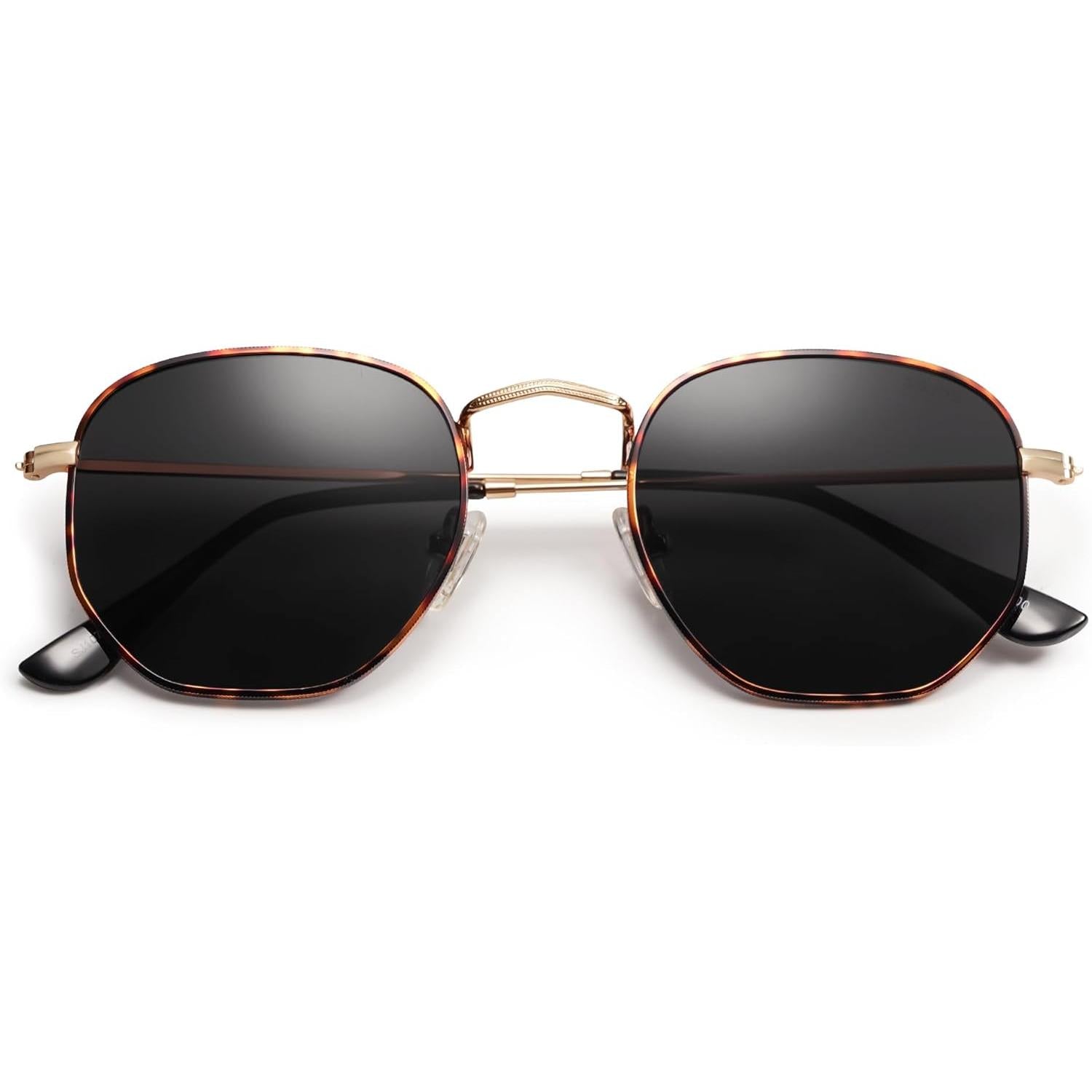 Lentes de Sol SOJOS SJ1072 Cuadrados Polarizados, Estilo Hexagonal Pequeño Retro, Unisex UV400 para Hombre y Mujer