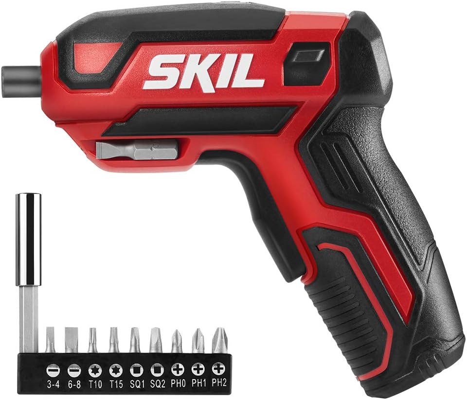 Destornillador Eléctrico Recargable 4V SKIL – Inalámbrico con 9 Puntas, Porta-Puntas y Cable USB – SD561801