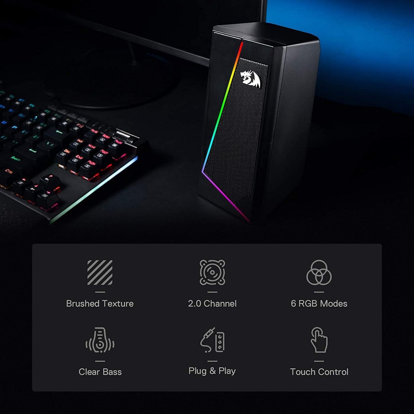 Redragon GS520 RGB Desktop Speakers, Altavoces Estéreo 2.0 para PC