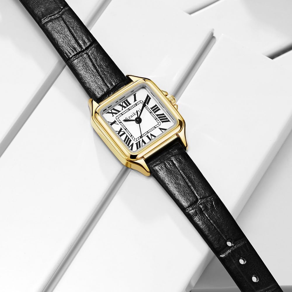 Reloj para Mujer Cuadrado 25 mm | Números Romanos | Movimiento Japonés | Correa de Acero o Cuero | Resistente al Agua (uso diario)