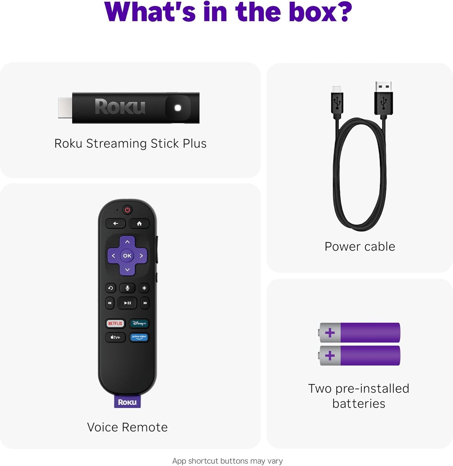 Roku Streaming Stick Plus 2025 | Dispositivo de Streaming 4K HDR con Control Remoto por Voz, TV en Vivo & Gratuita, Compacto y Portátil