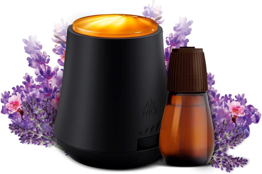 Air Wick Essential Mist Kit Difusor + 1 Repuesto Lavanda y Flor de Almendro – Ambientador con Aceites Esenciales, Portátil y Recargable