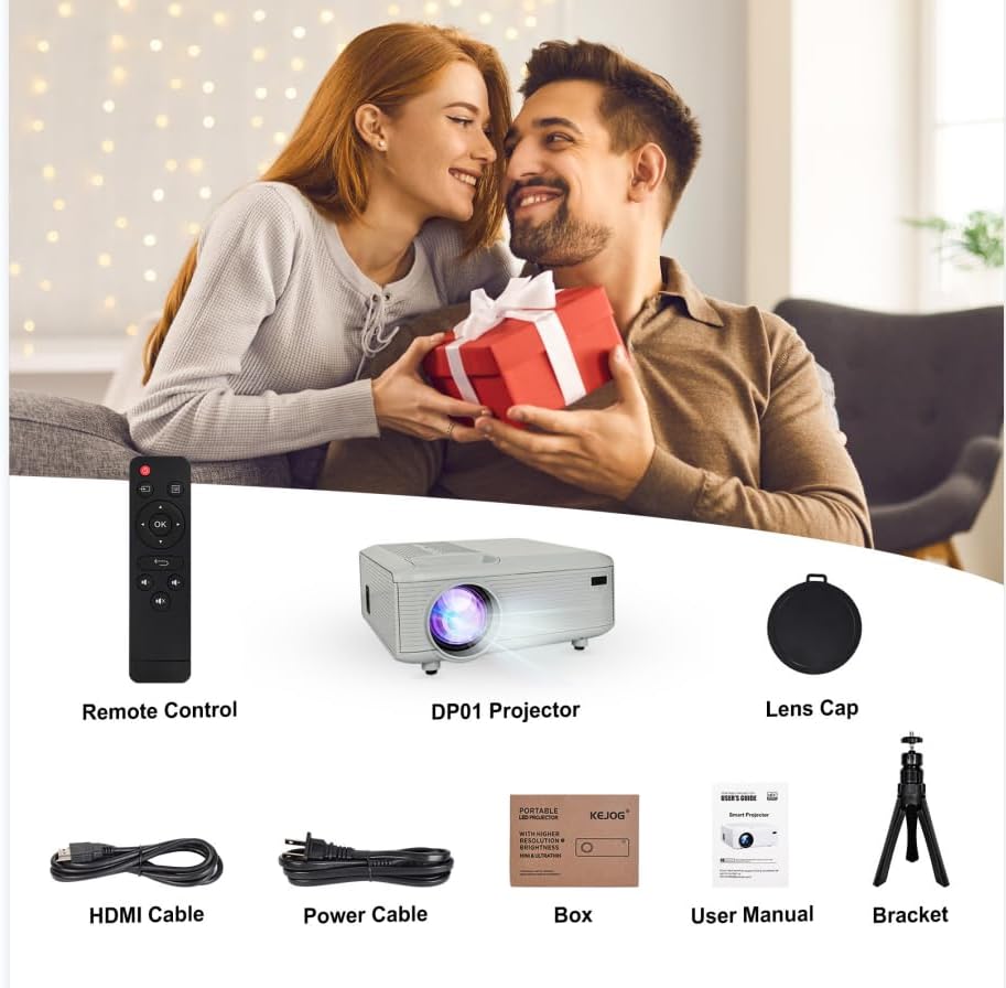 Mini Proyector Bluetooth 1080P Nativo con Cable HDMI Incluido | Compatible con 4K, Android/iPhone/TV Stick/Laptop/PS5