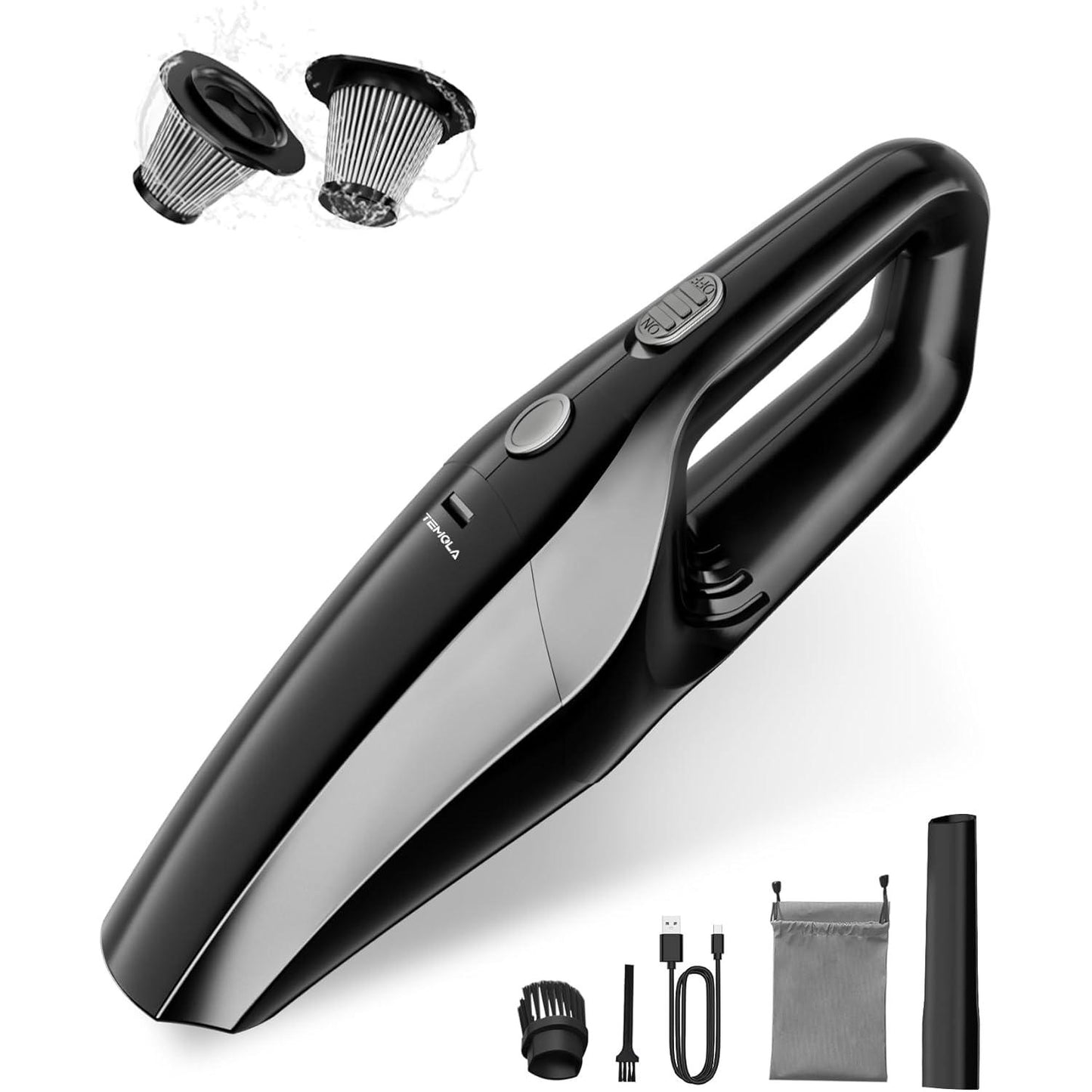 Aspiradora de Mano Inalámbrica – Mini Aspiradora Portátil con Filtro HEPA, Recargable 8000Pa de Succión, Ligera para Auto, Hogar y Oficina – Incluye Cepillo y Boquilla Angosta