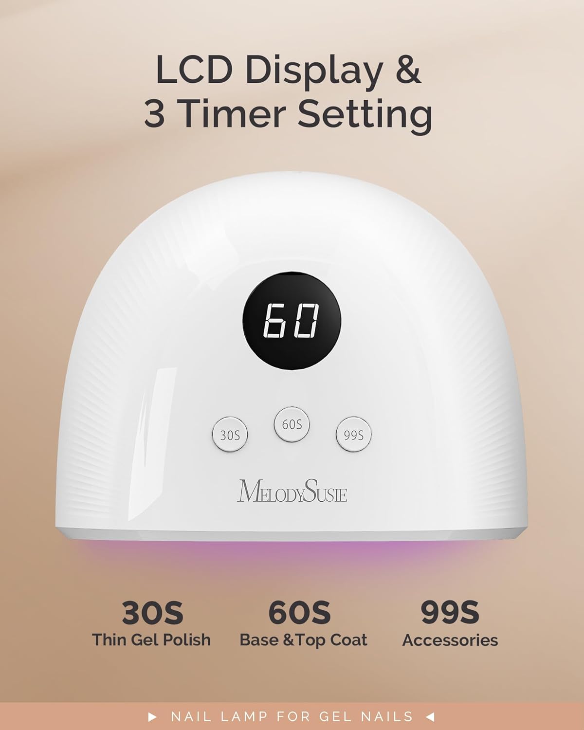 Lámpara de uñas UV | 3 temporizadores | Sensor inteligente | Pantalla LCD