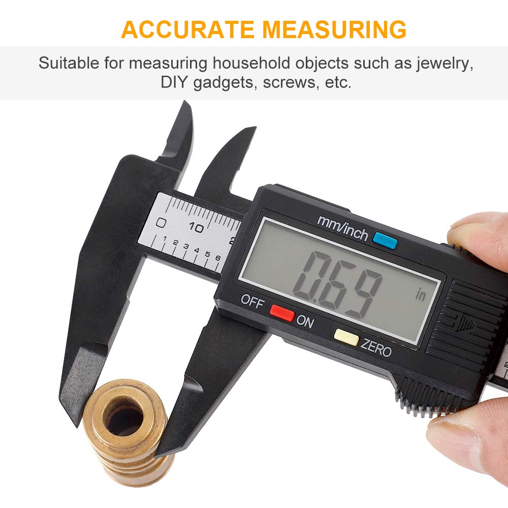 Calibrador Digital 0-150mm / 6” con Pantalla LCD Grande, Auto-Apagado, Conversión Pulgadas-Milímetros y 4 Modos de Medición – Herramienta Precisa para Hogar, Carpintería, Joyería y Proyectos DIY