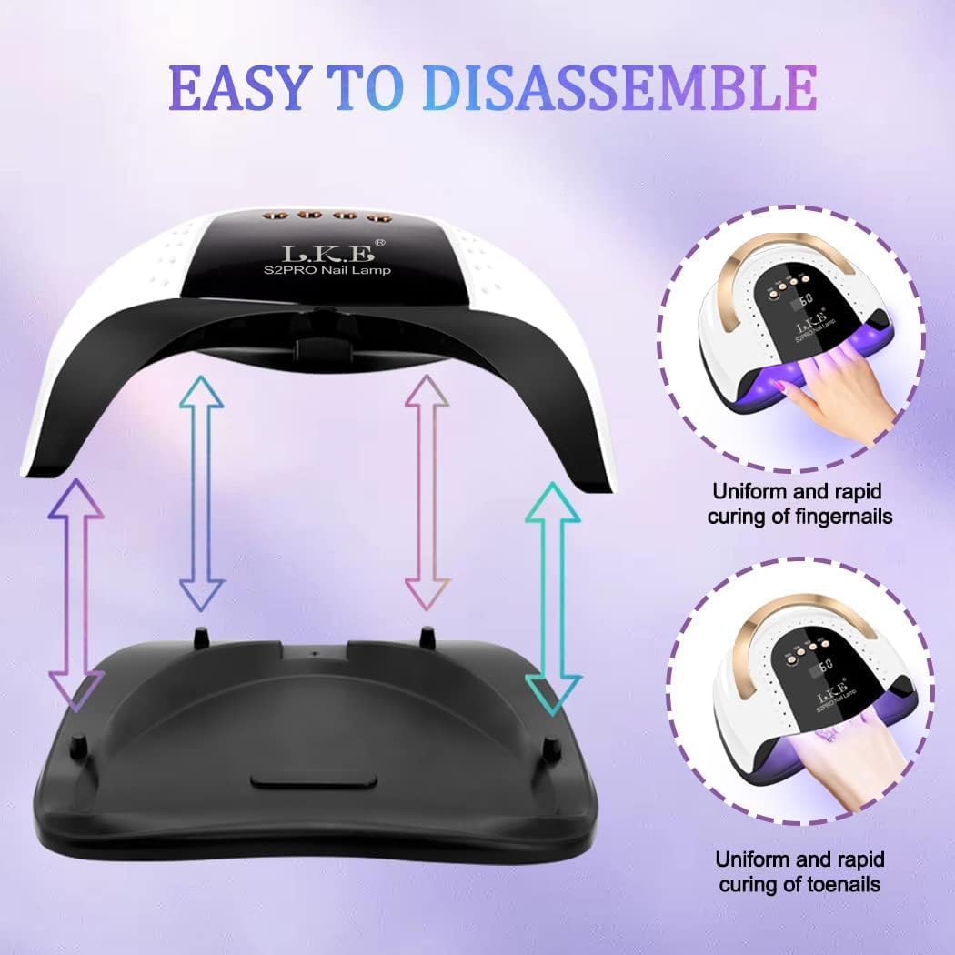 Lámpara de uñas LED UV de 268 W | 4 temporizadores | Luz profesional de uñas | 57 cuentas de lámpara | Sensor automático (blanco)