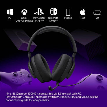 JBL Quantum 100 M2 (Negro) – Audífonos gamer con cable y micrófono desmontable