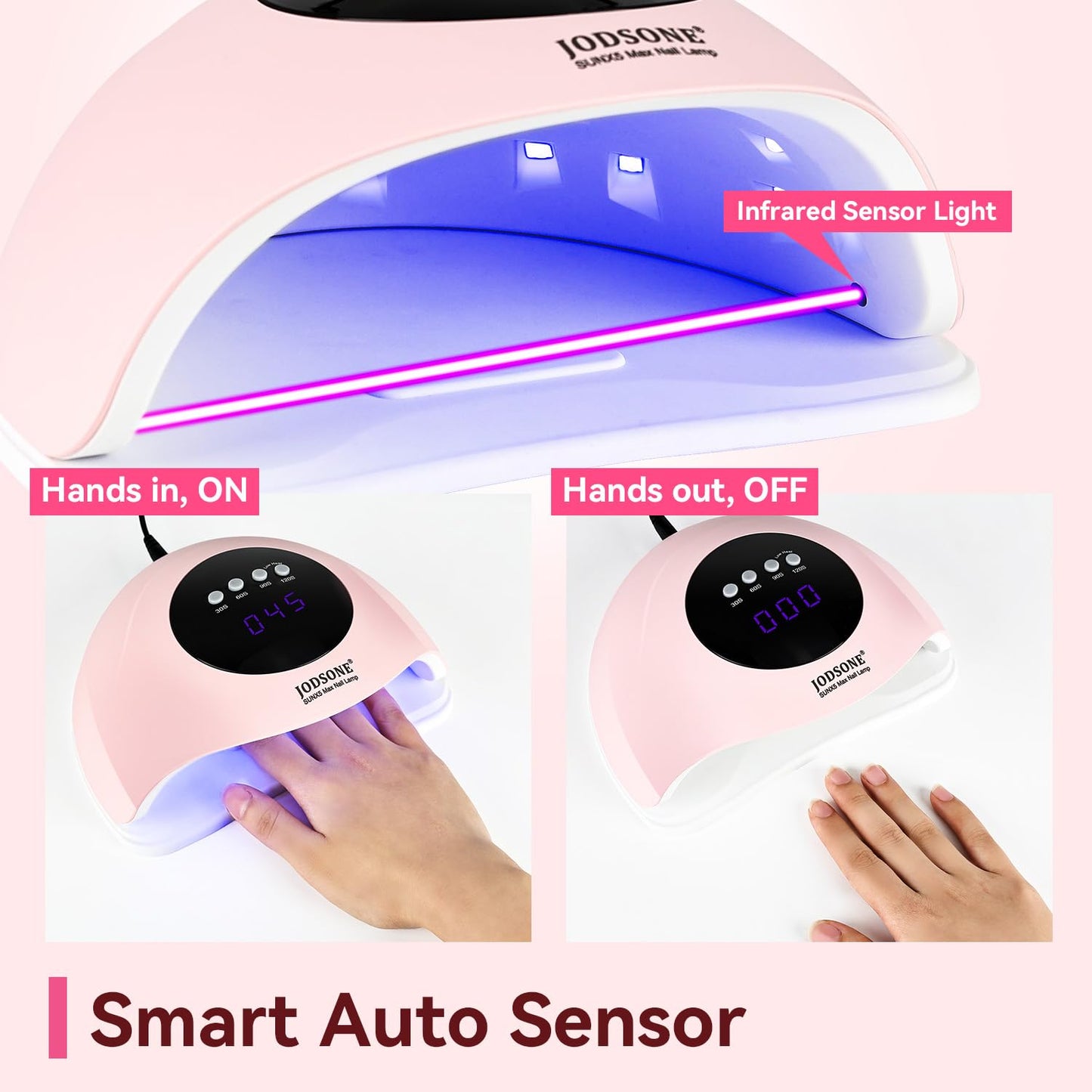 Lámpara UV LED para uñas | Color Rosa | 4 Tiempos | Sensor automático