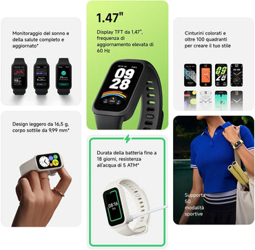 Smart Band 9 Active Global | Pantalla 1.47", 60 Hz | Hasta 18 días de batería | 50 modos deportivos | Salud 24/7 | 5 ATM (negro)